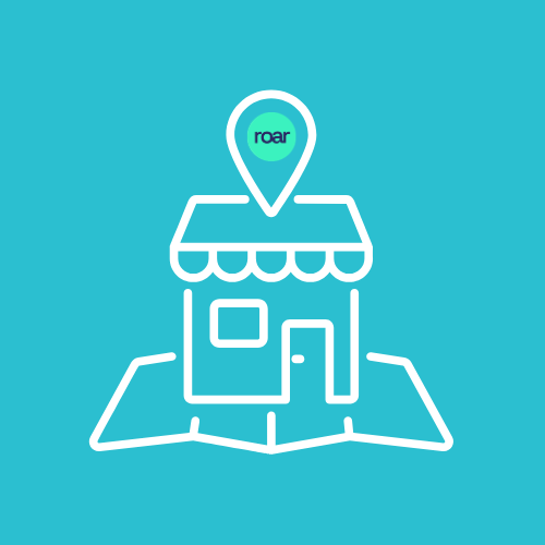 Local SEO icon showing a shop with a location pin for Roar Digital