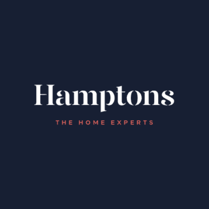 Hamptons Estate Agents logo on blue background