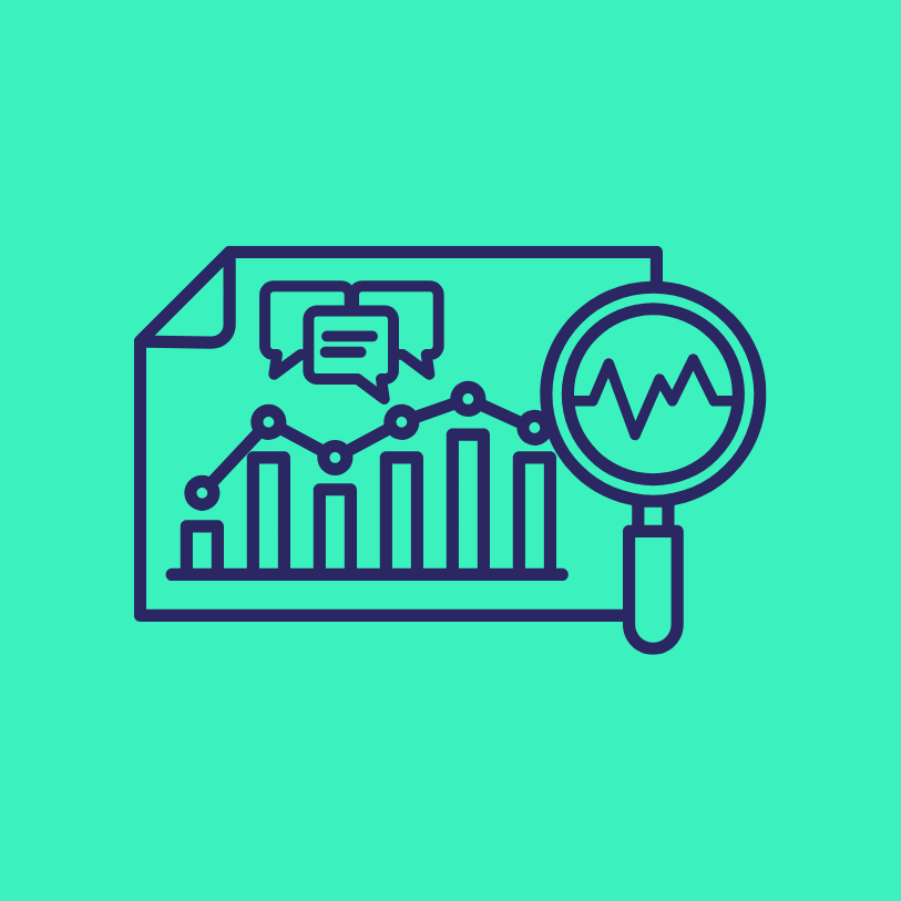 Analytics and reporting illustration with bar chart, line graph, and magnifying glass symbolising Roar Digital’s local SEO performance tracking and insights.”