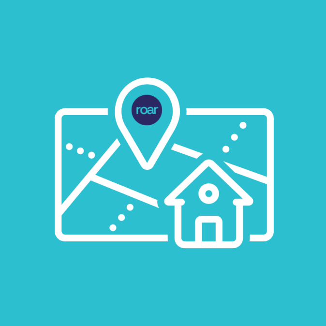 Local SEO services illustrated with a map pin and house icon, highlighting Roar Digital’s expertise in helping businesses improve local search rankings and visibility.