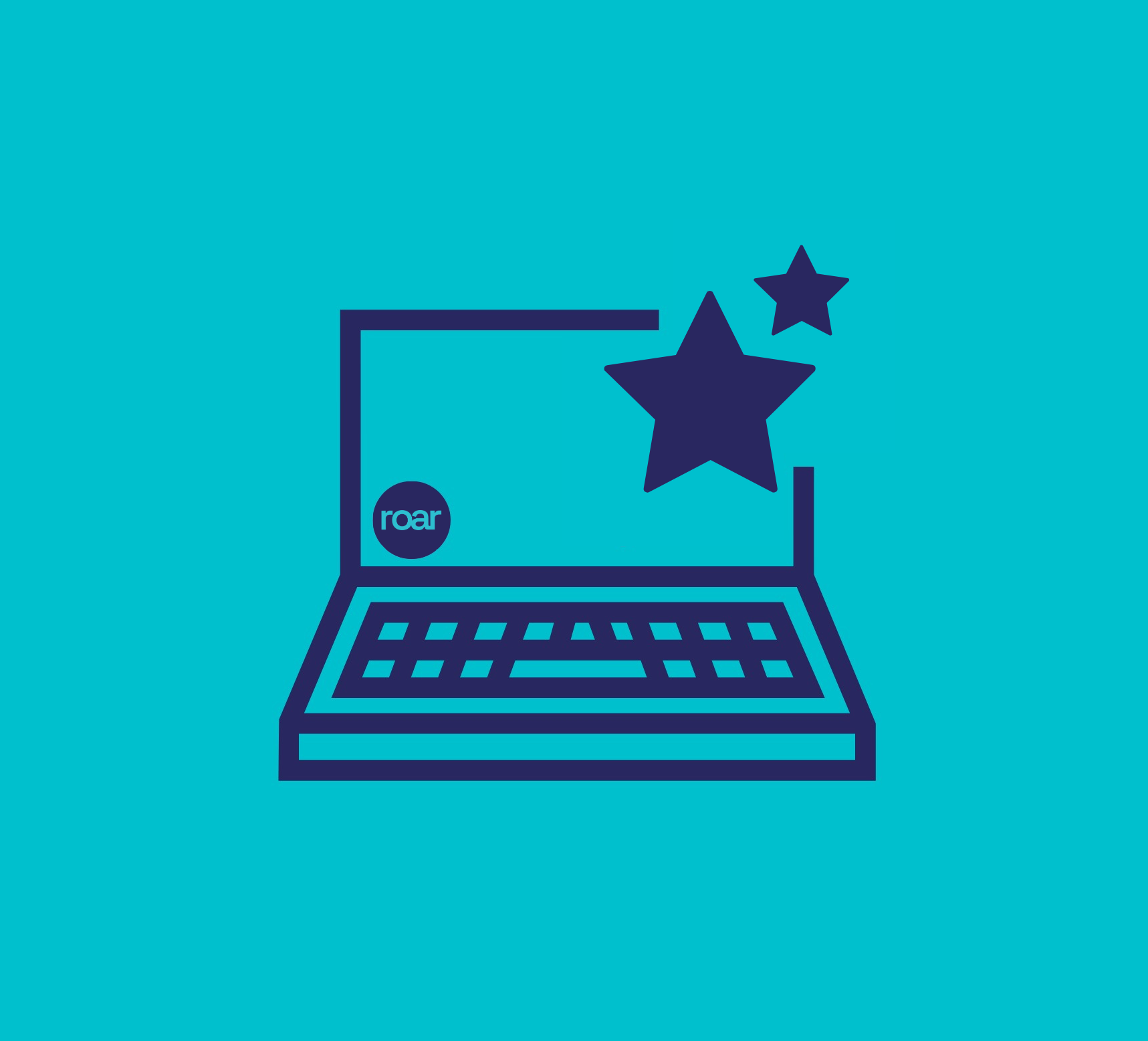 light blue background with dark purple laptop and star image