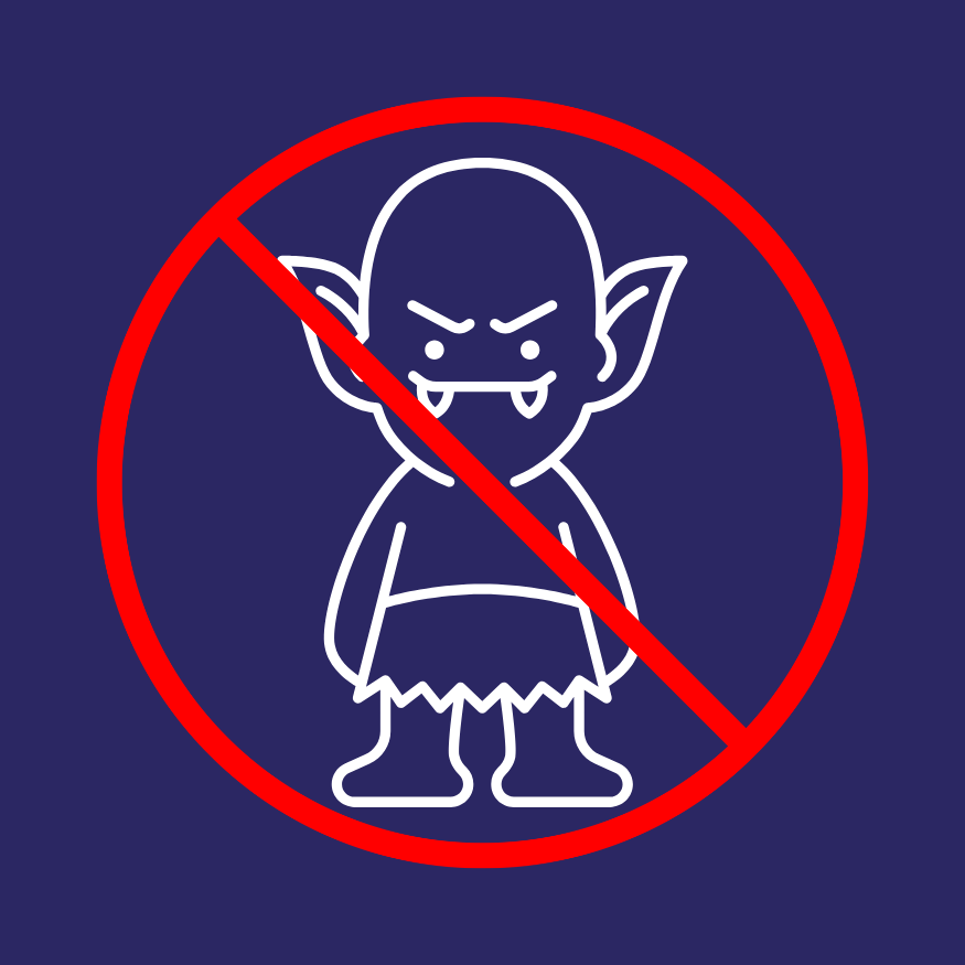 goblin outline with red line through it