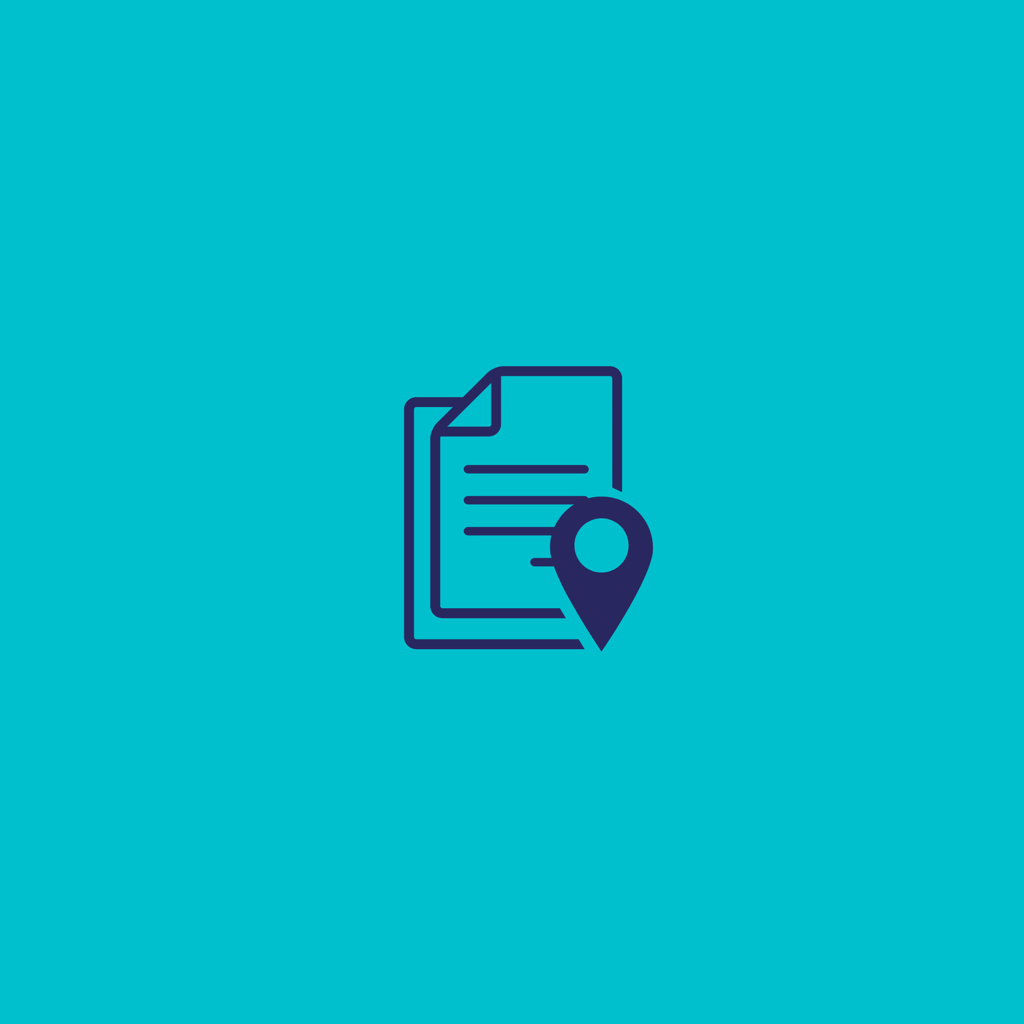 marketing documents with location pin on a blue background