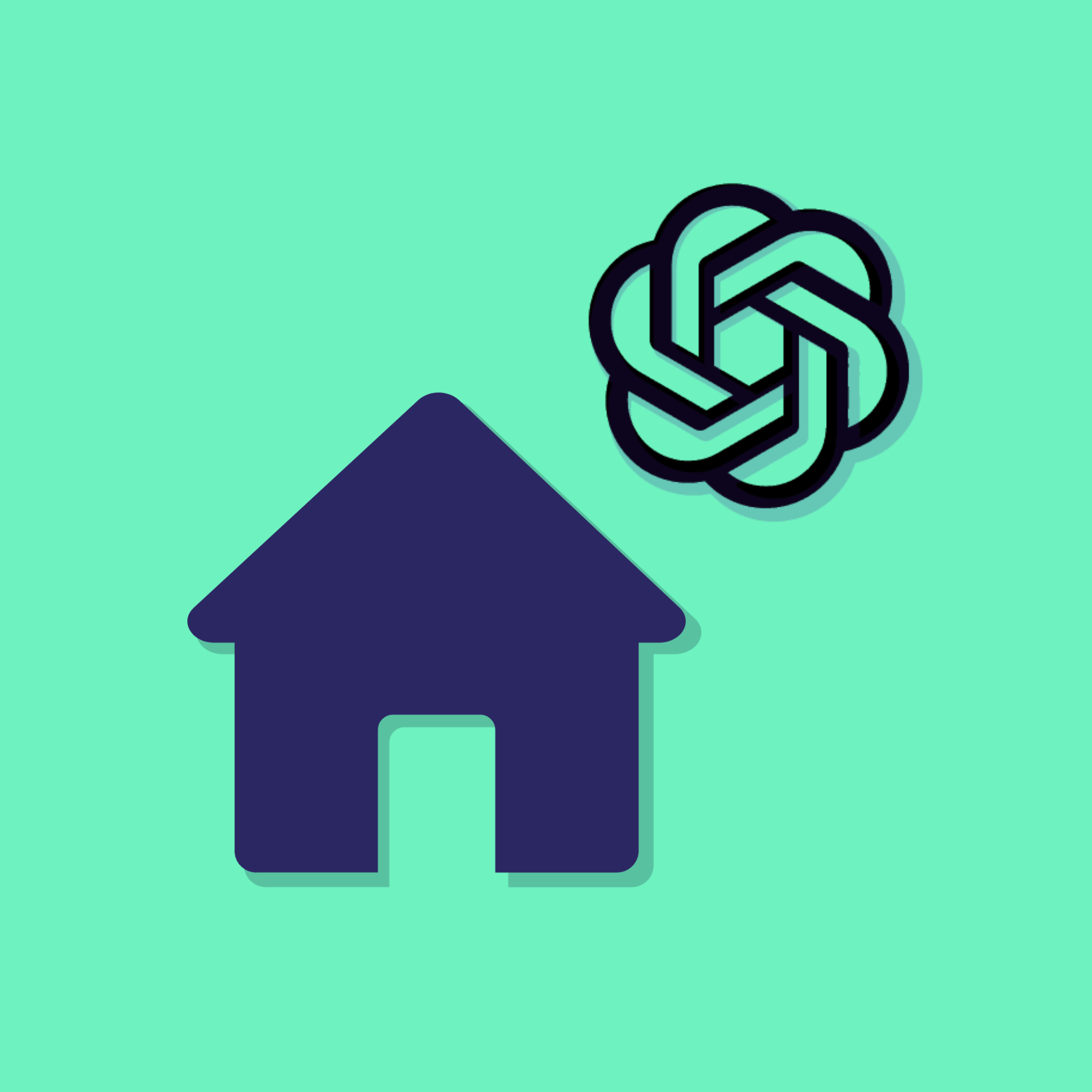 House for sale on a green background with the ChatGPT logo beside it